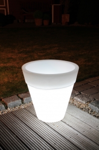 Lightpot, rund mit Rand / Exklusive Dekoration - Licht im Garten